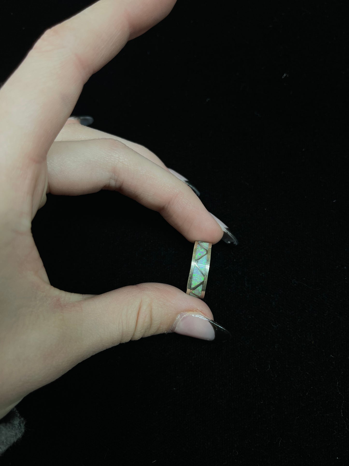 6.0 White Opal Inlay Ring