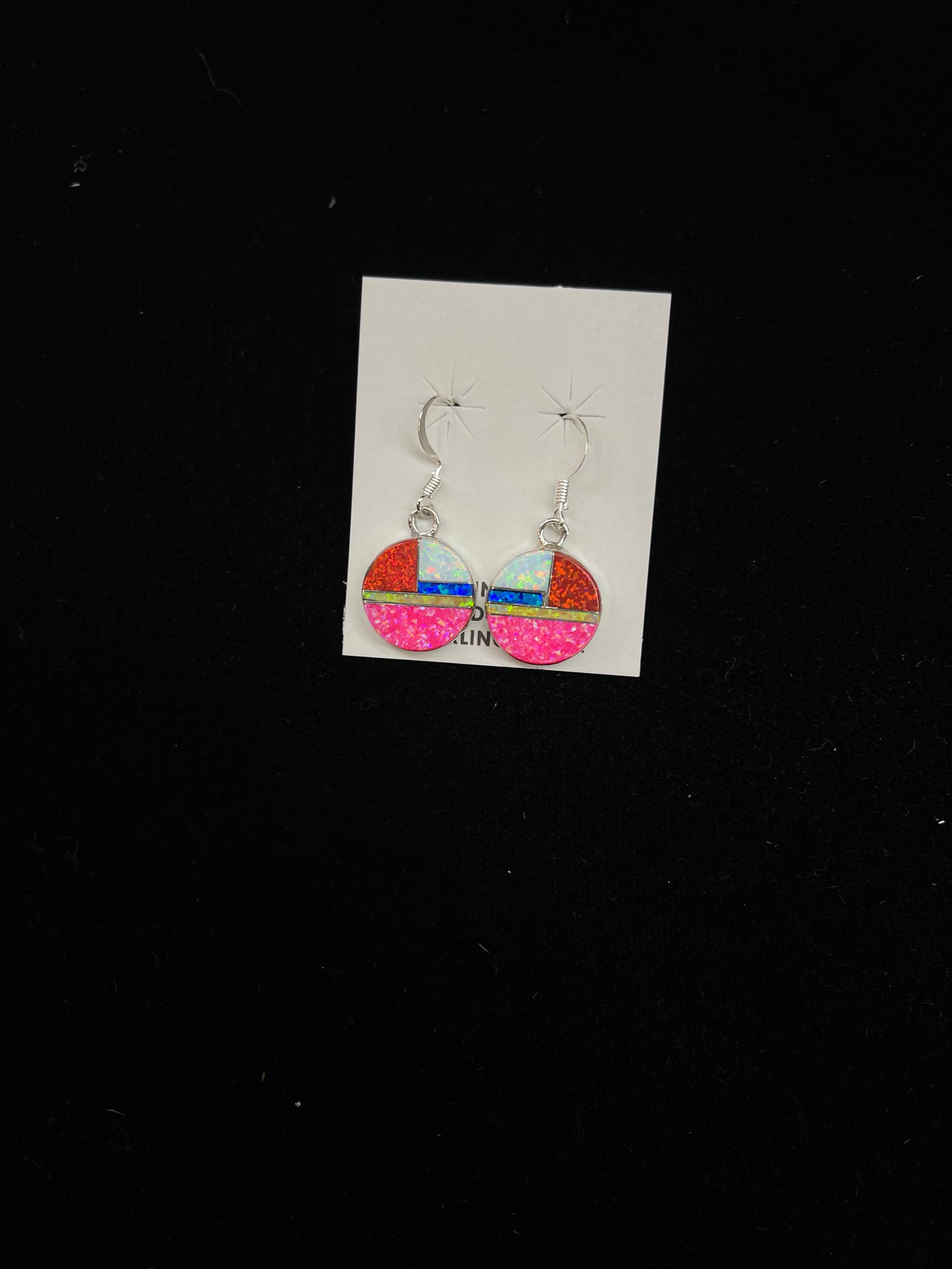 Opal Inlay Dangle Earrings by Tom Yazzie, Navajo