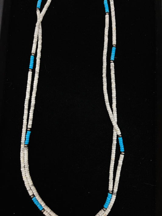 60" Howlite with Turquoise Necklace
