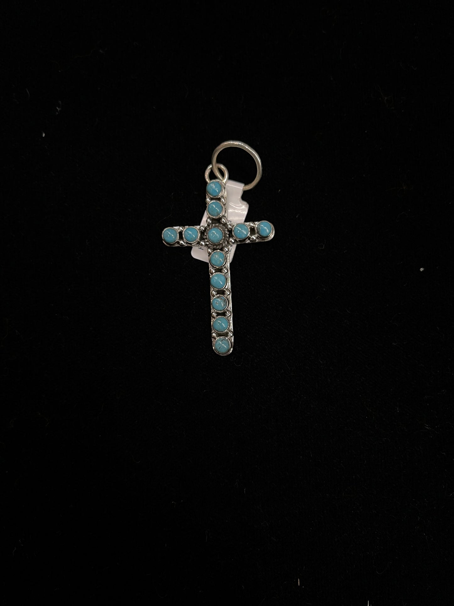 Sleeping Beauty Turquoise Cross Pendant with a 10mm Bale by Hada Collection