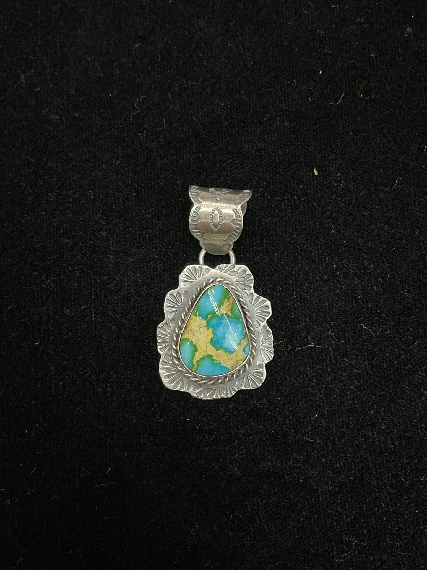 Sonoran Gold Turquoise Pendant by P. Nez, Navajo