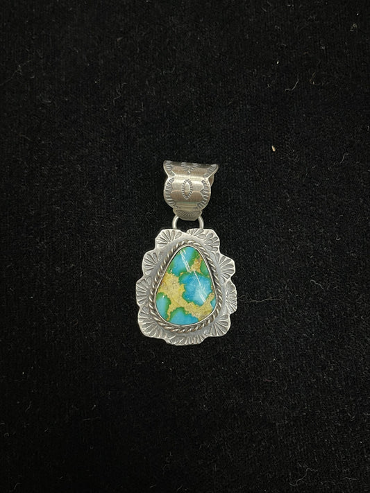 Sonoran Gold Turquoise Pendant by P. Nez, Navajo