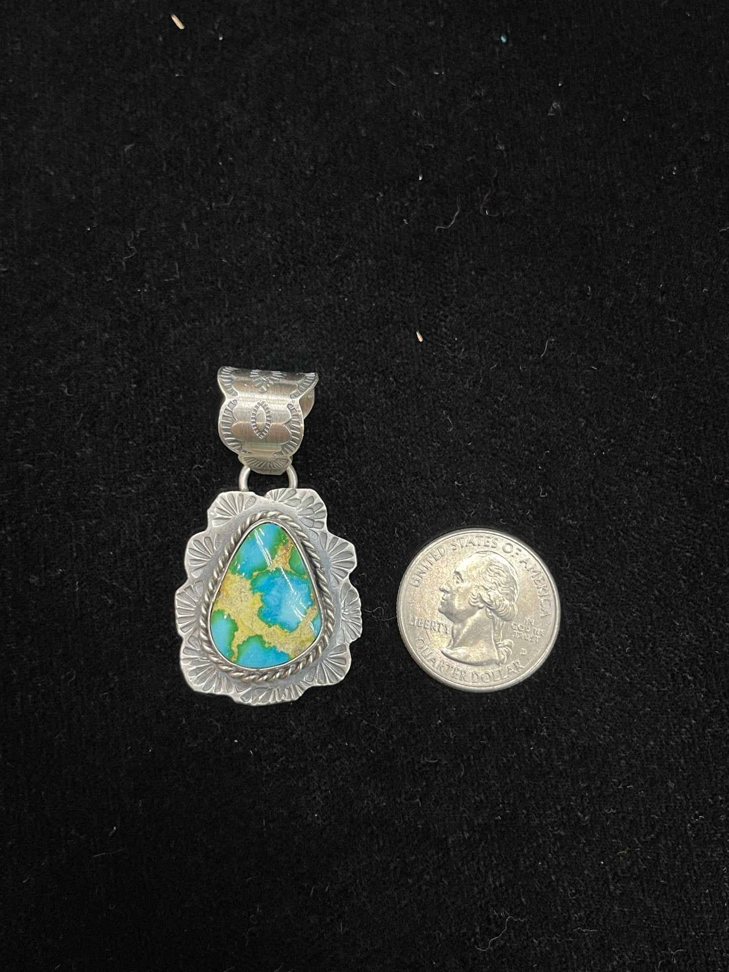 Sonoran Gold Turquoise Pendant by P. Nez, Navajo