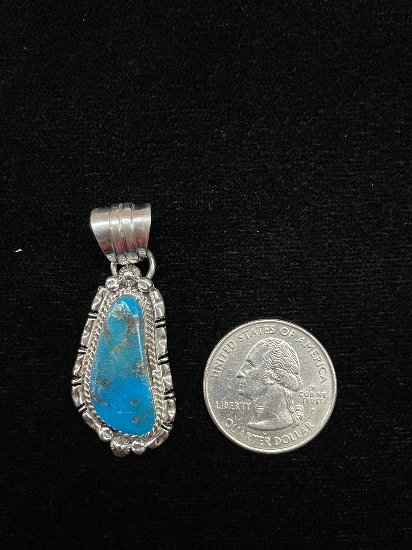 Turquoise Pendant with 7mm Bale by Kiriza Tom, Navajo