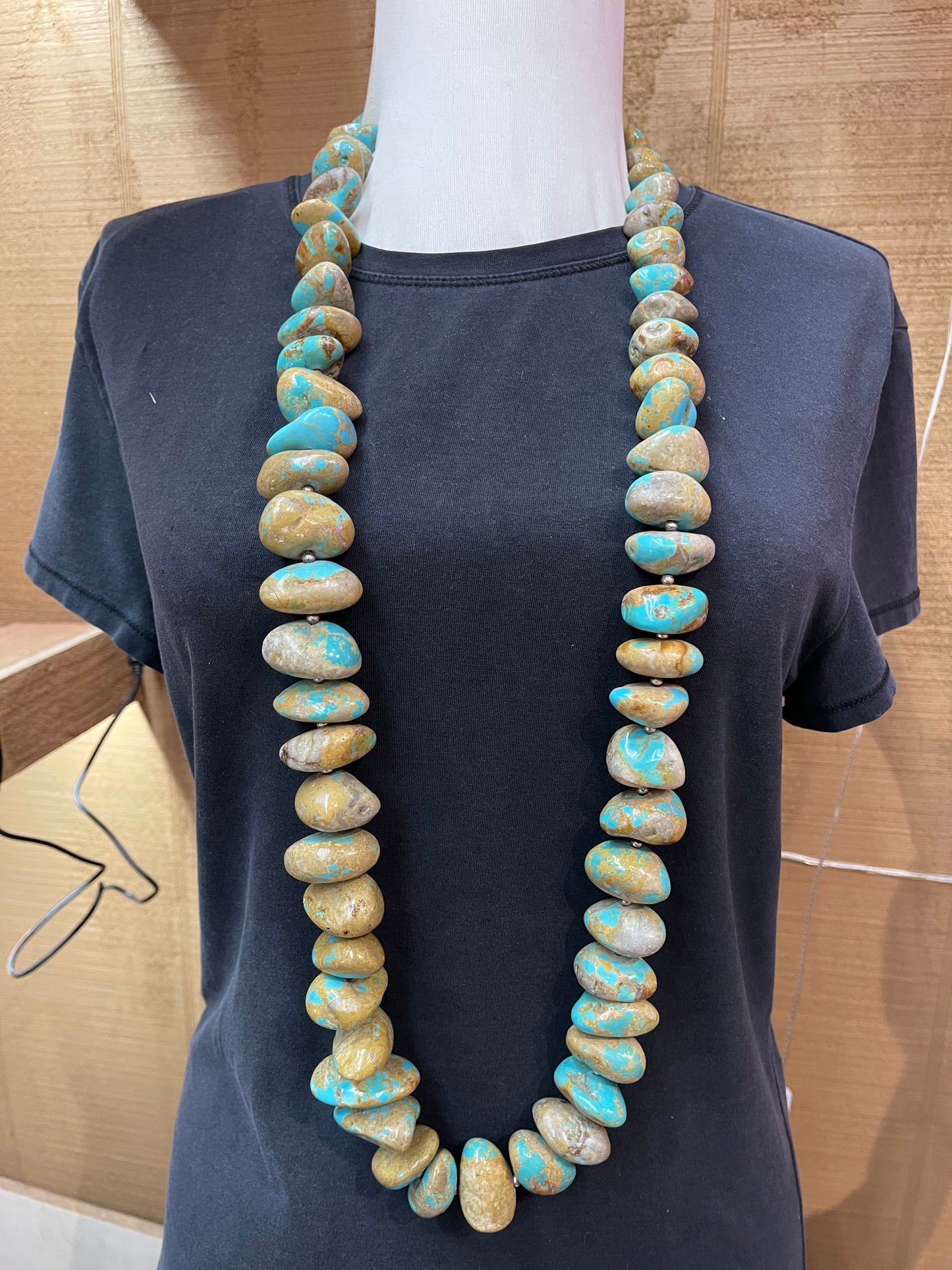 40" Necklace of #8 Turquoise Nuggets