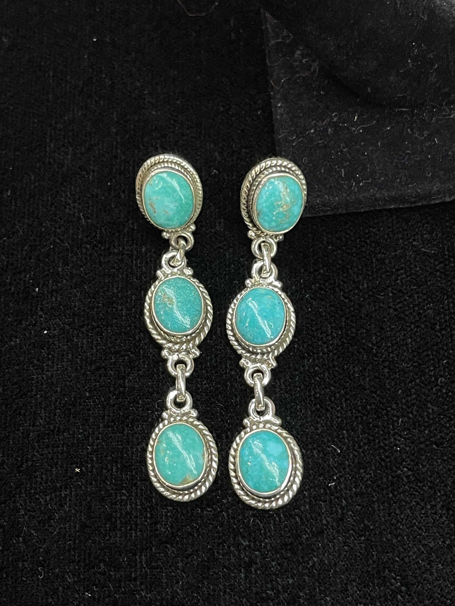 2 1/2" Long Kingman Turquoise Dangle Earrings