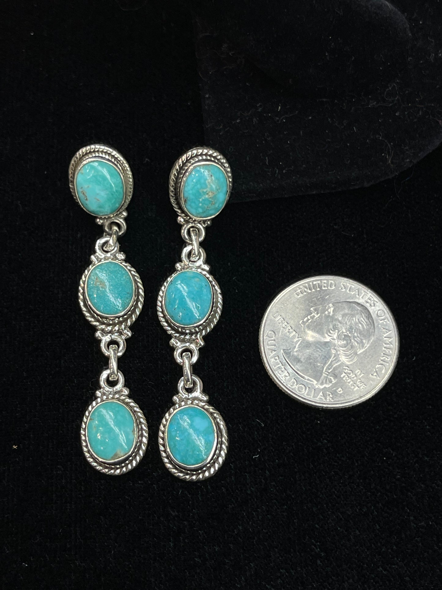 2 1/2" Long Kingman Turquoise Dangle Earrings