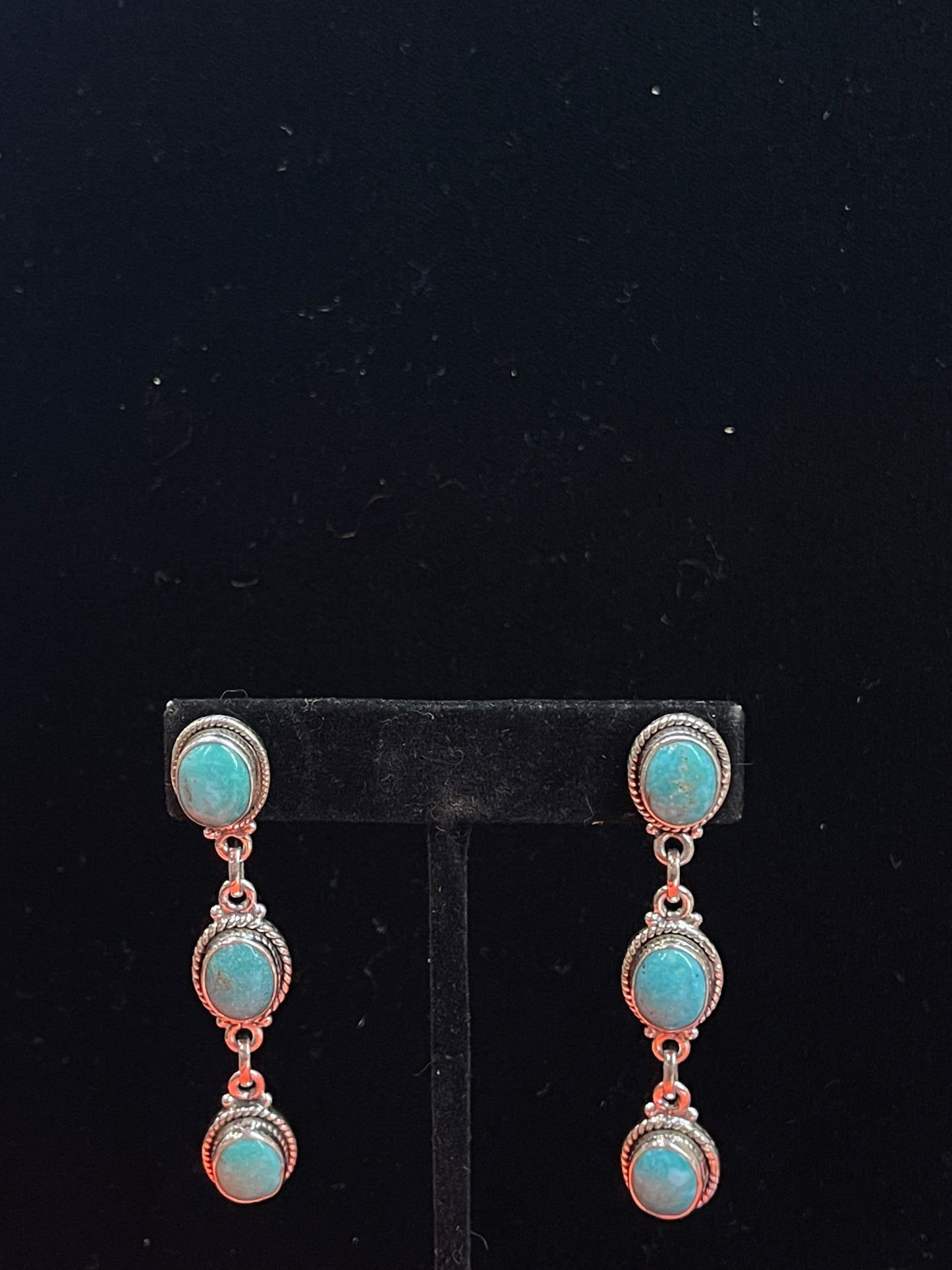 2 1/2" Long Kingman Turquoise Dangle Earrings