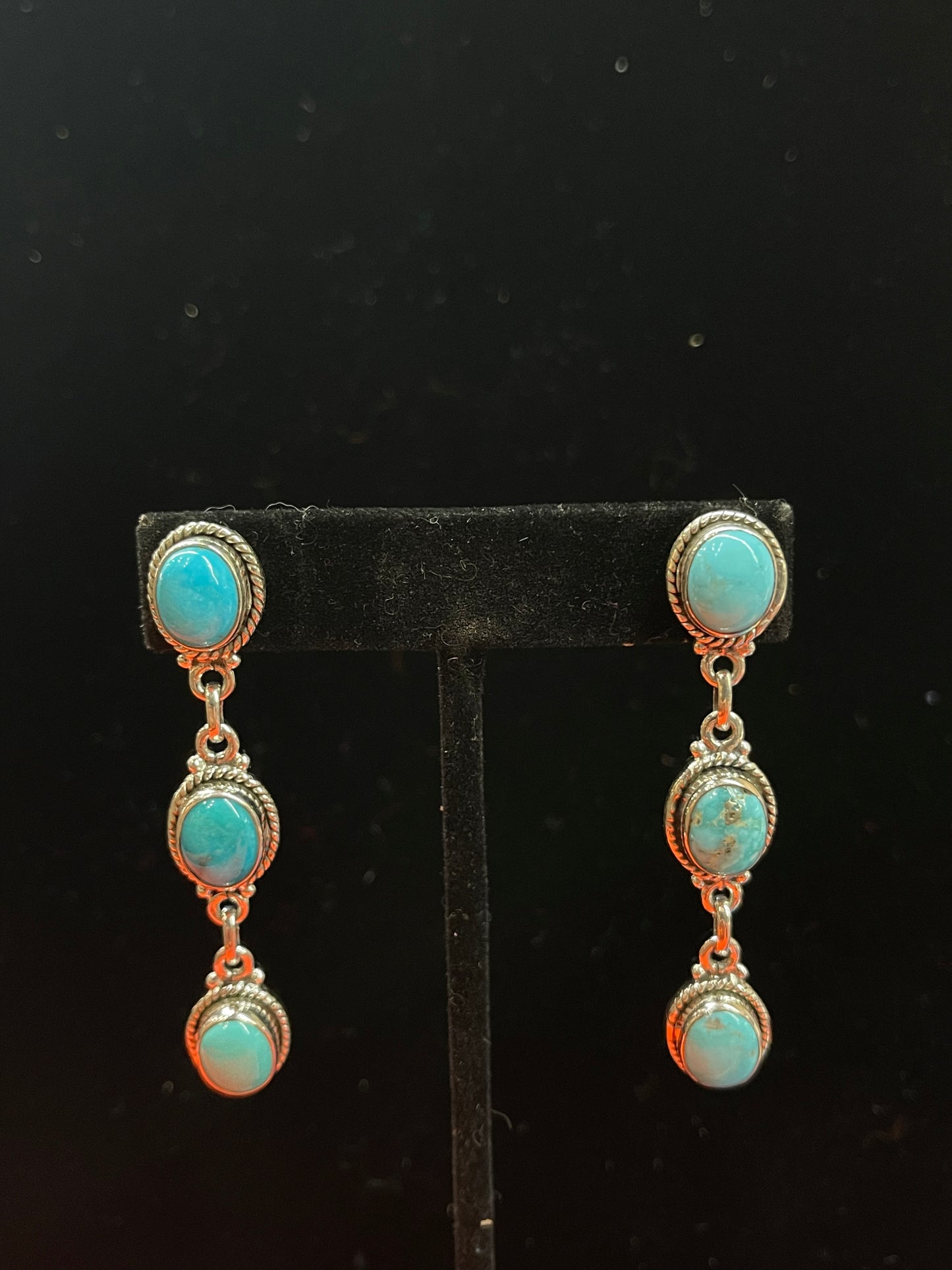 2 1/2" Long Kingman Turquoise Dangle Earrings