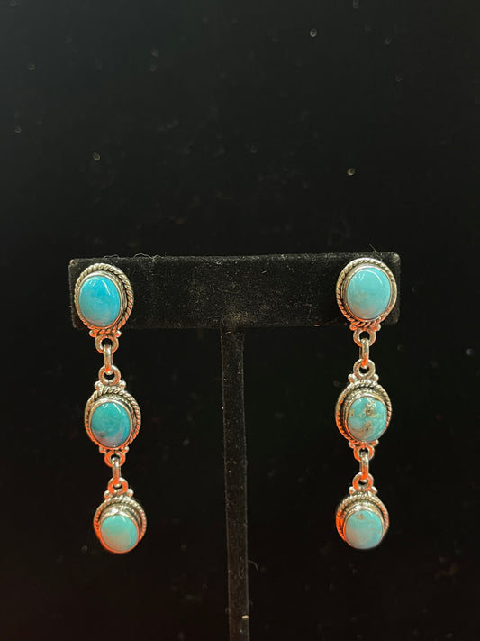 2 1/2" Long Kingman Turquoise Dangle Earrings