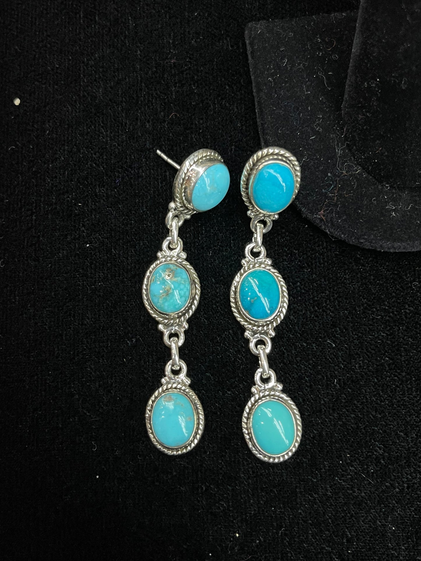 2 1/2" Long Kingman Turquoise Dangle Earrings