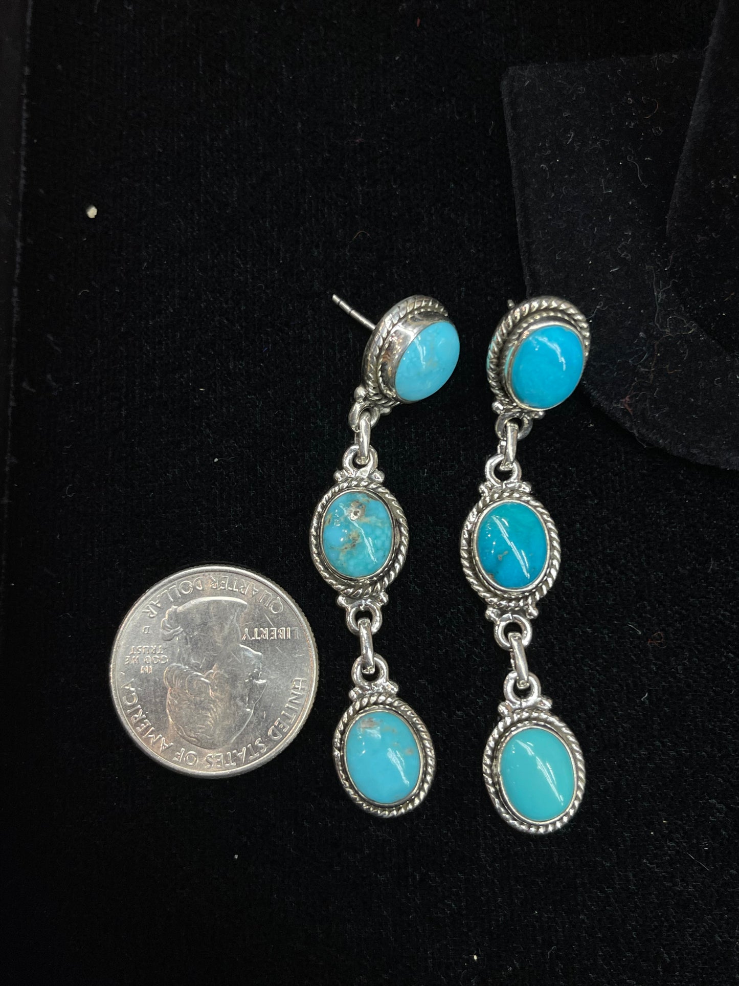 2 1/2" Long Kingman Turquoise Dangle Earrings