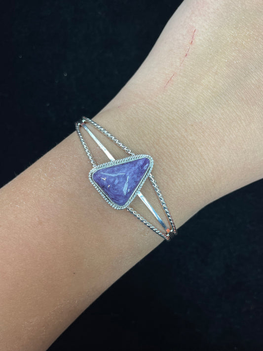 Charoite Adjustable Cuff by Paige Gordan, Navajo