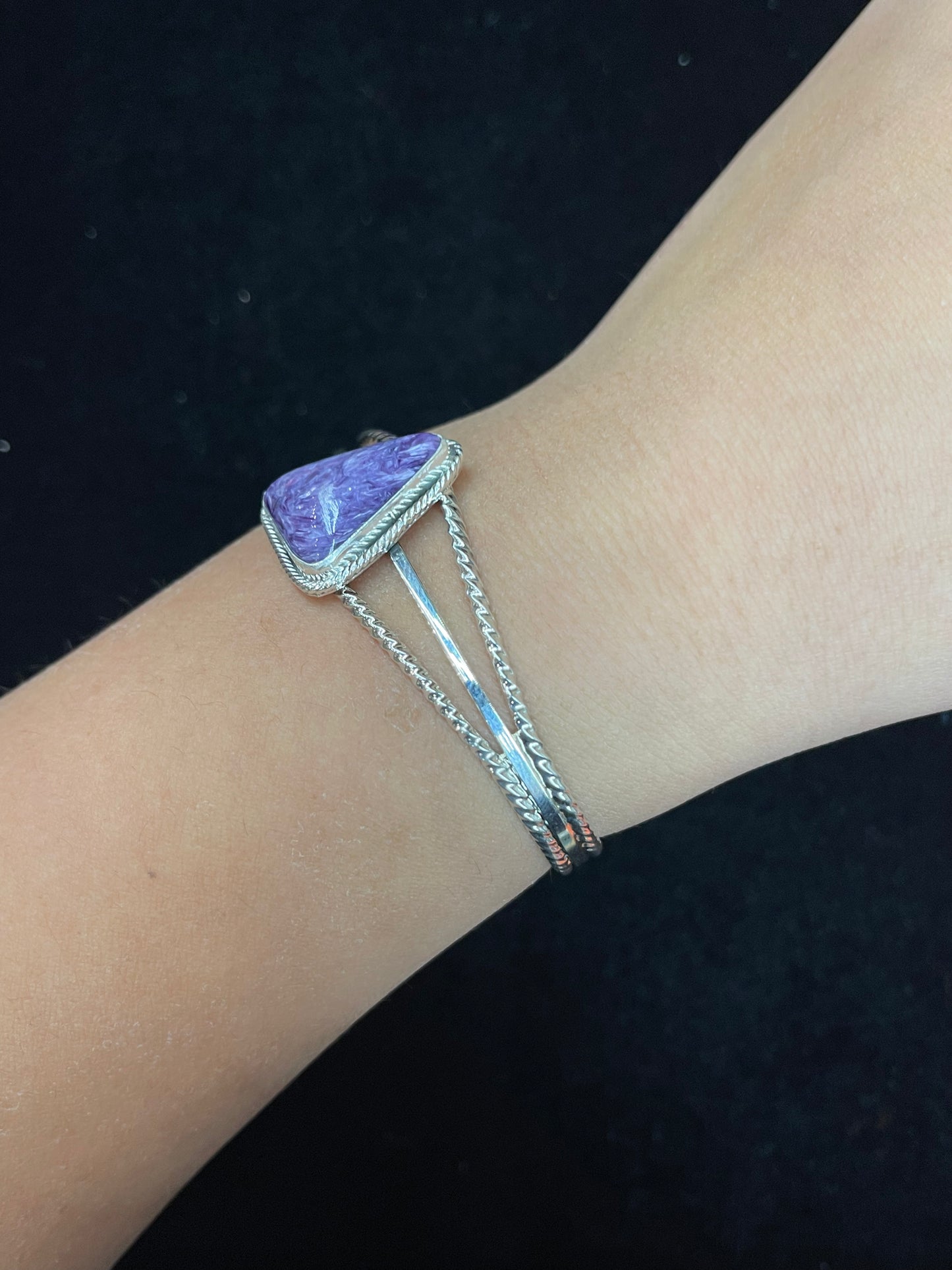 Charoite Adjustable Cuff by Paige Gordan, Navajo