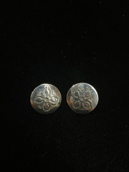 Stamped Concho Earrings by Harold Joe Jr, Navajo