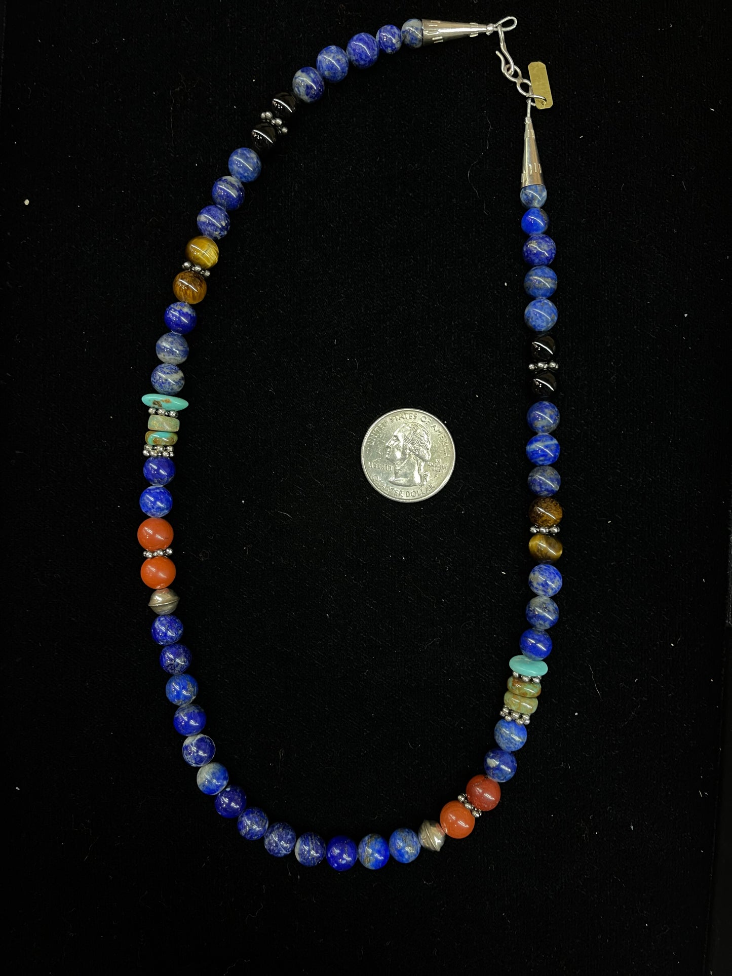 20" Lapis and Multi Stones Necklace by T and R Singer, Navajo