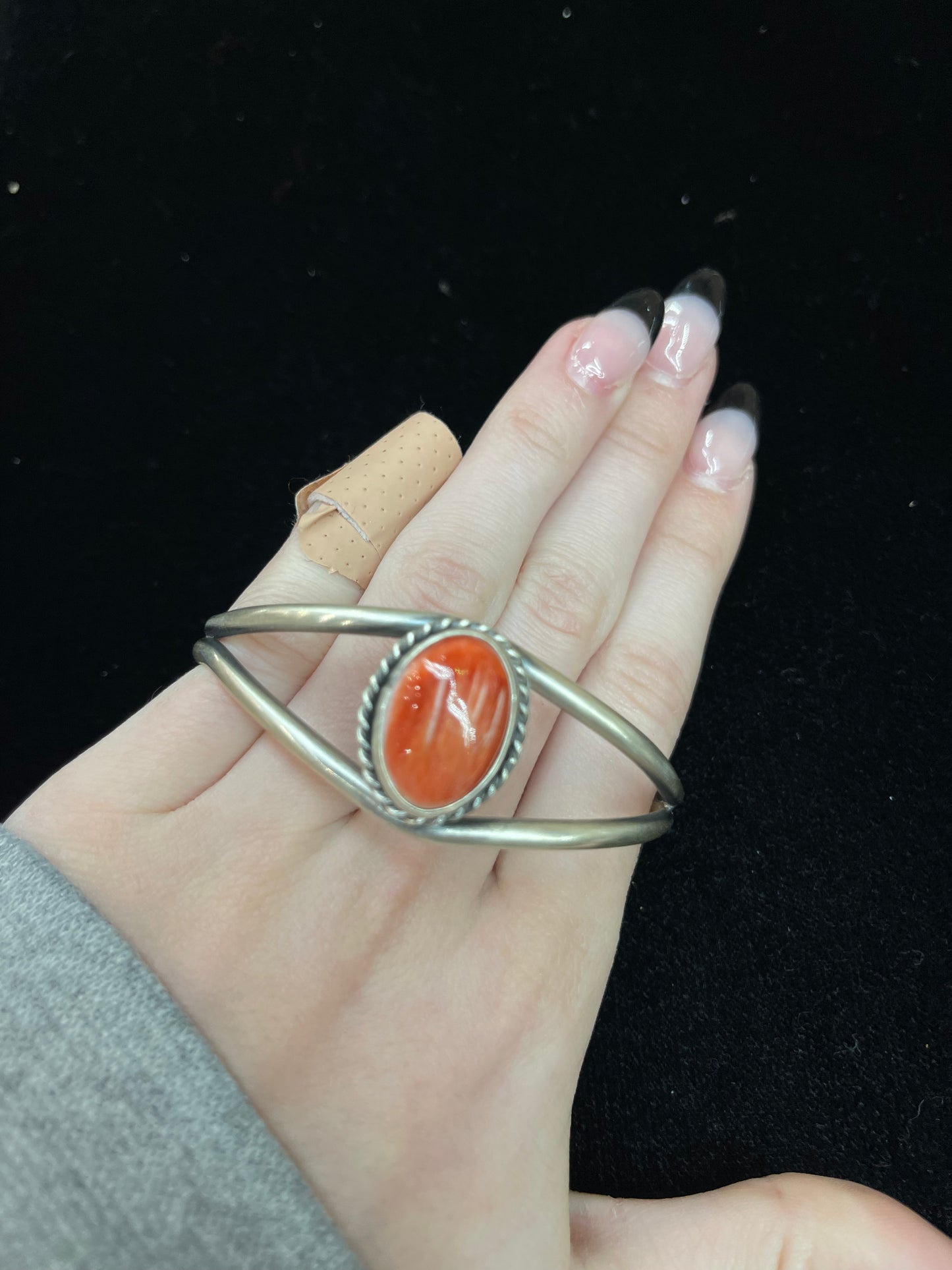 6" - 7" Red Spiny Oyster Shell Cuff Bracelet by Boyd Ashley, Navajo