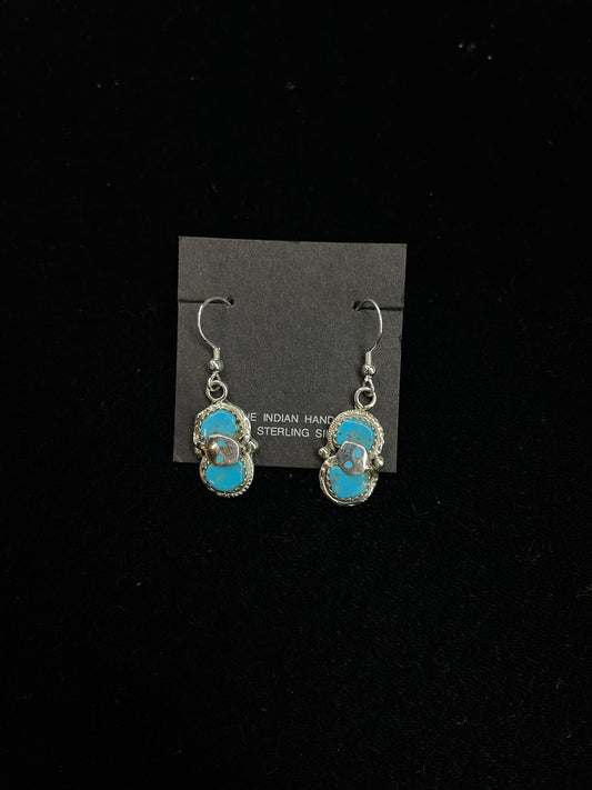 Sleeping Beauty Turquoise Snake Dangle Earrings, Zuni