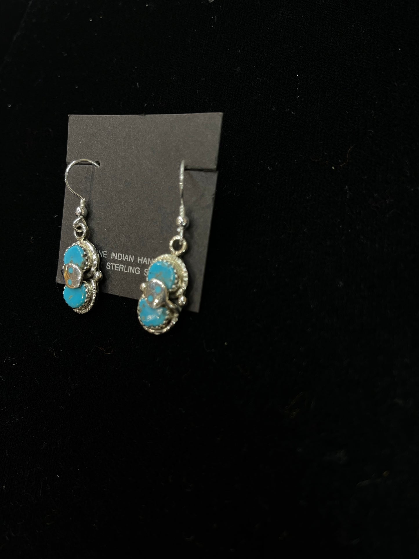 Sleeping Beauty Turquoise Snake Dangle Earrings, Zuni