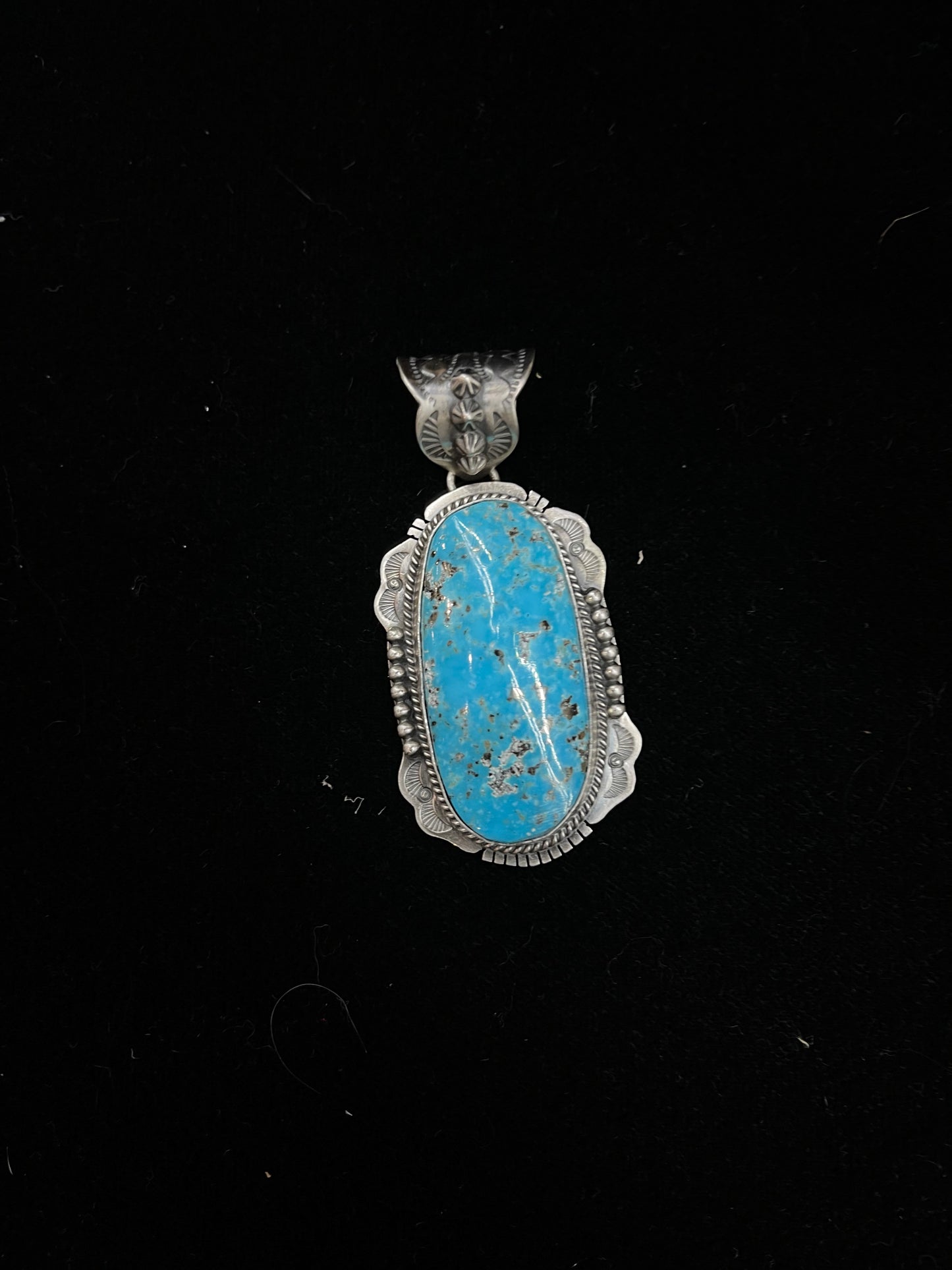 Kingman Turquoise Pendant with a 11mm Bale by John Nelson, Navajo