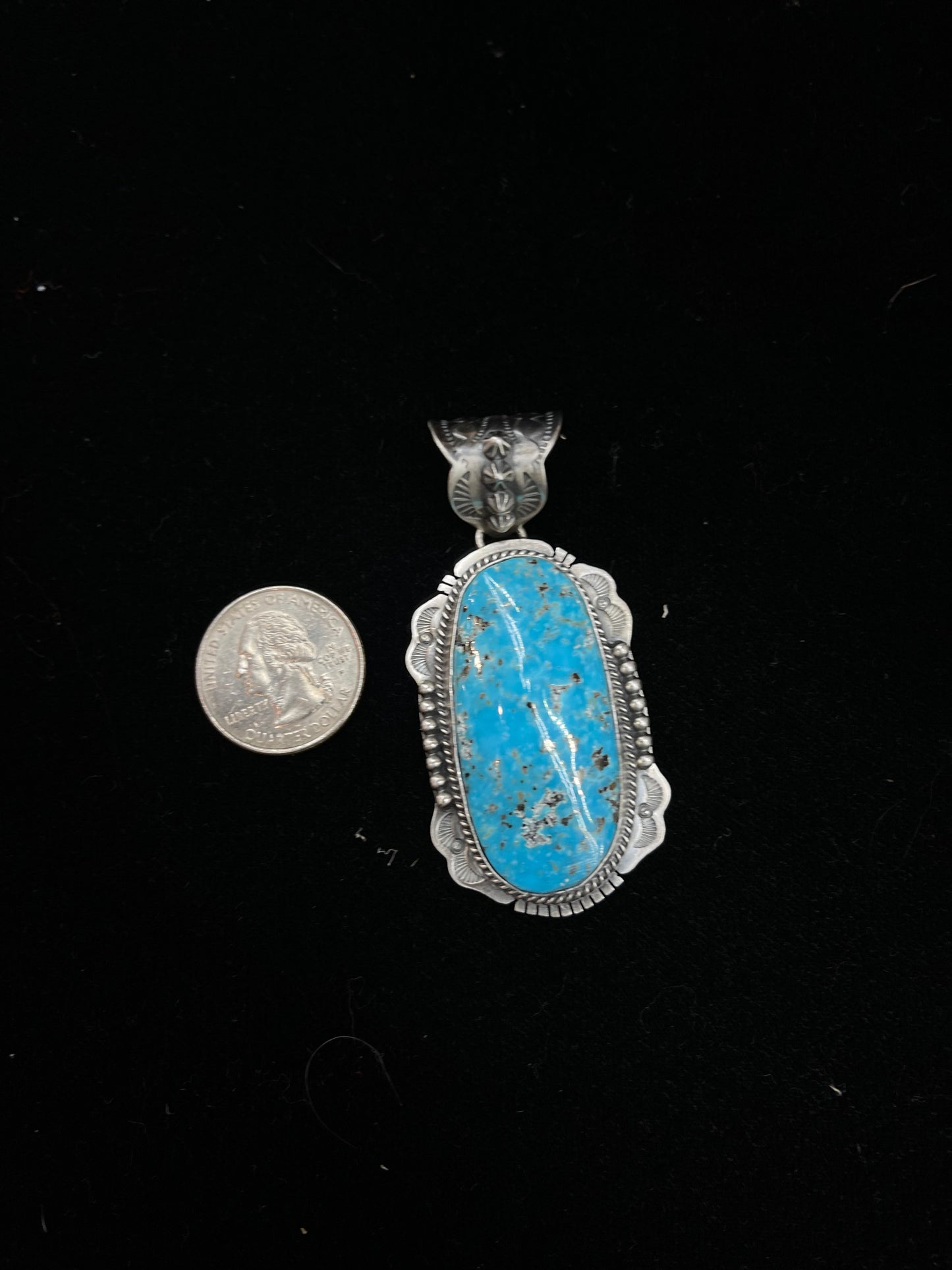 Kingman Turquoise Pendant with a 11mm Bale by John Nelson, Navajo