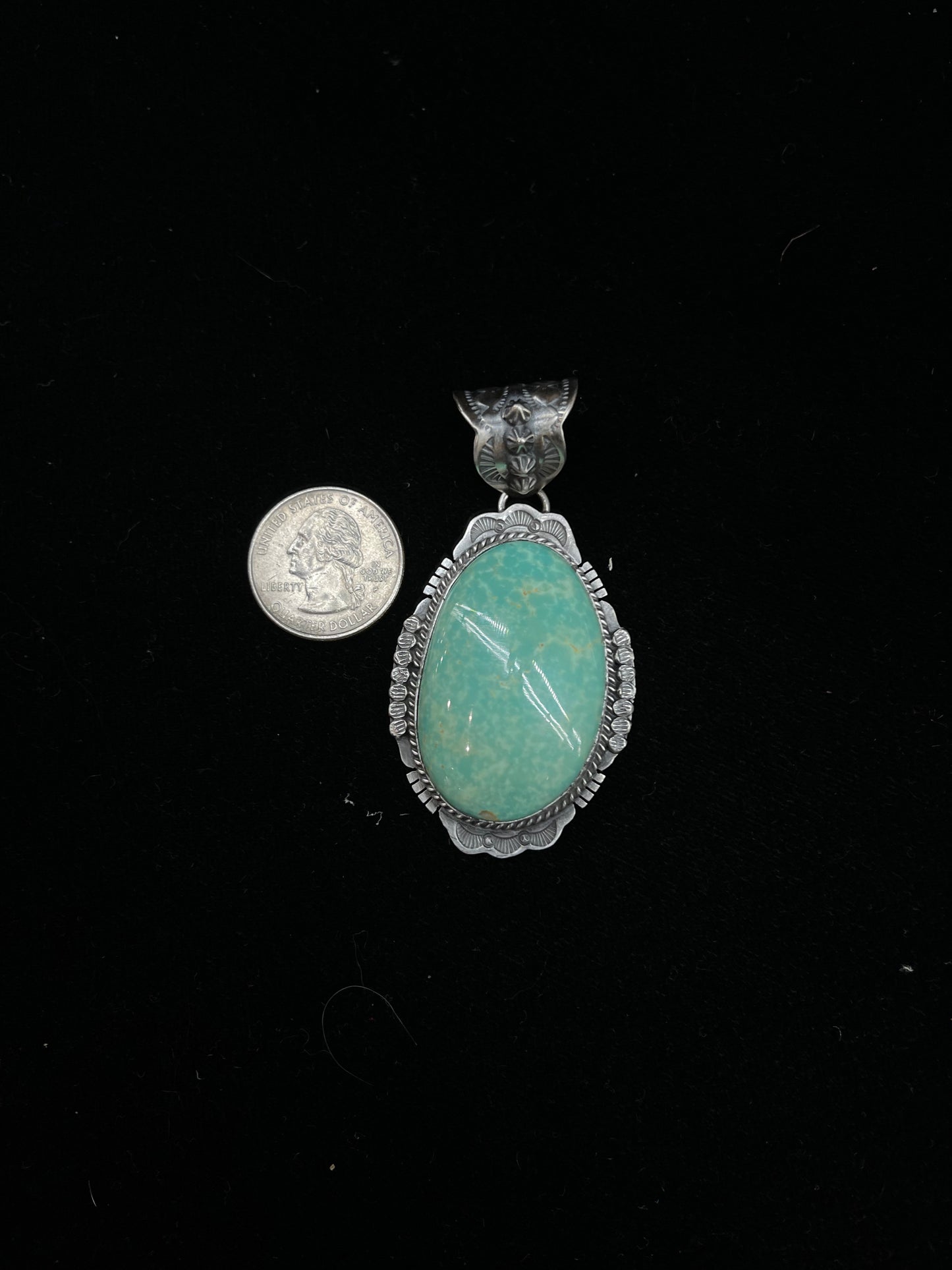 Emerald Valley Turquoise Pendant with a 11mm Bale by John Nelson, Navajo