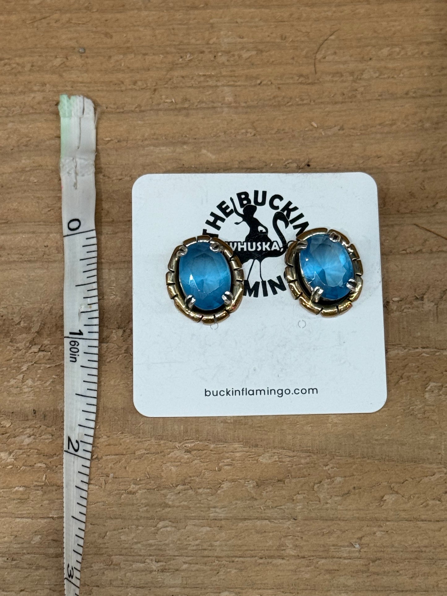 Blue Topaz in Sterling and Brass Setting by Russell Sam, Navajo