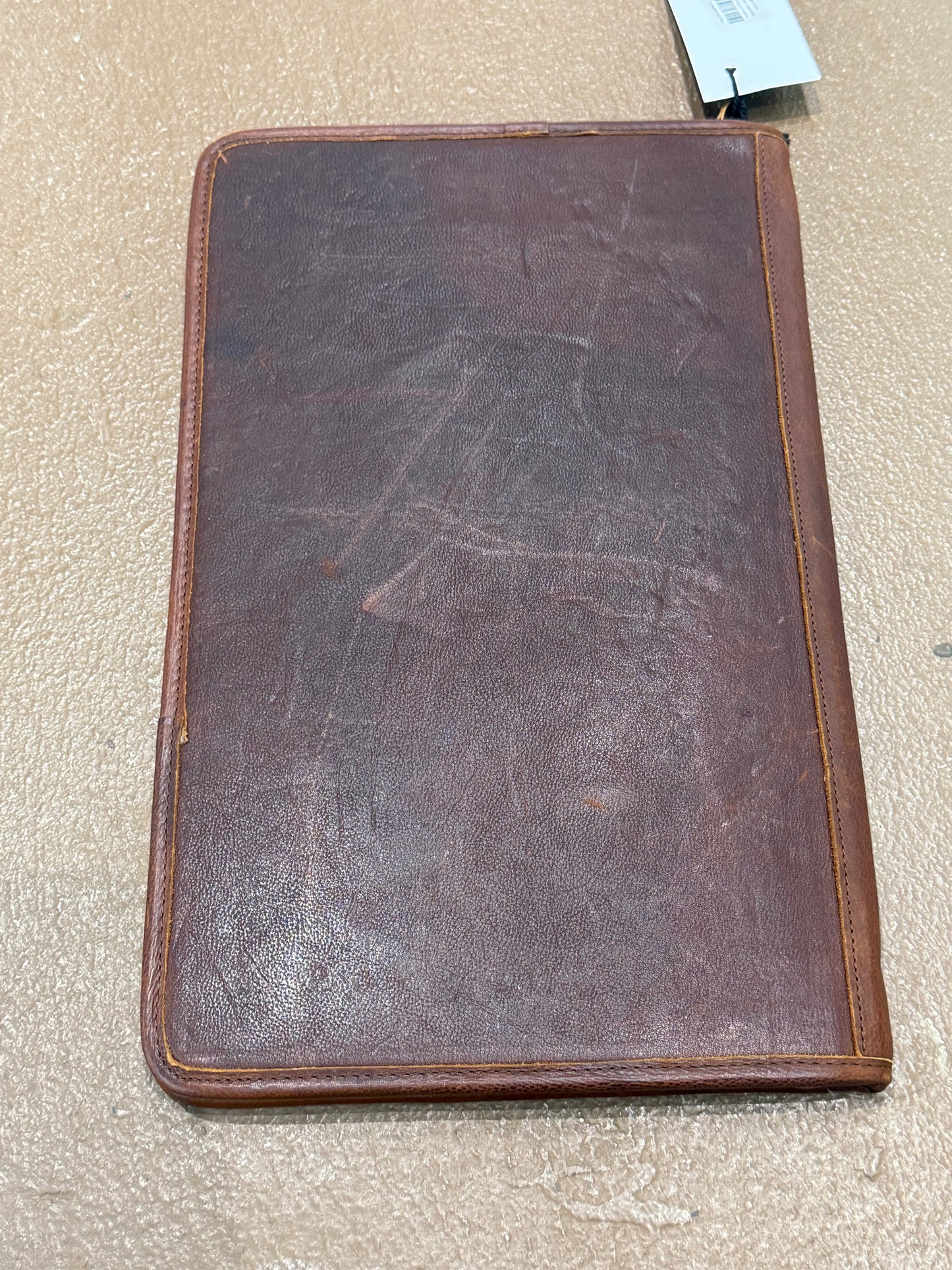 Tooled Brown Leather and Cowhide Necklace Flat Jewelry Holder