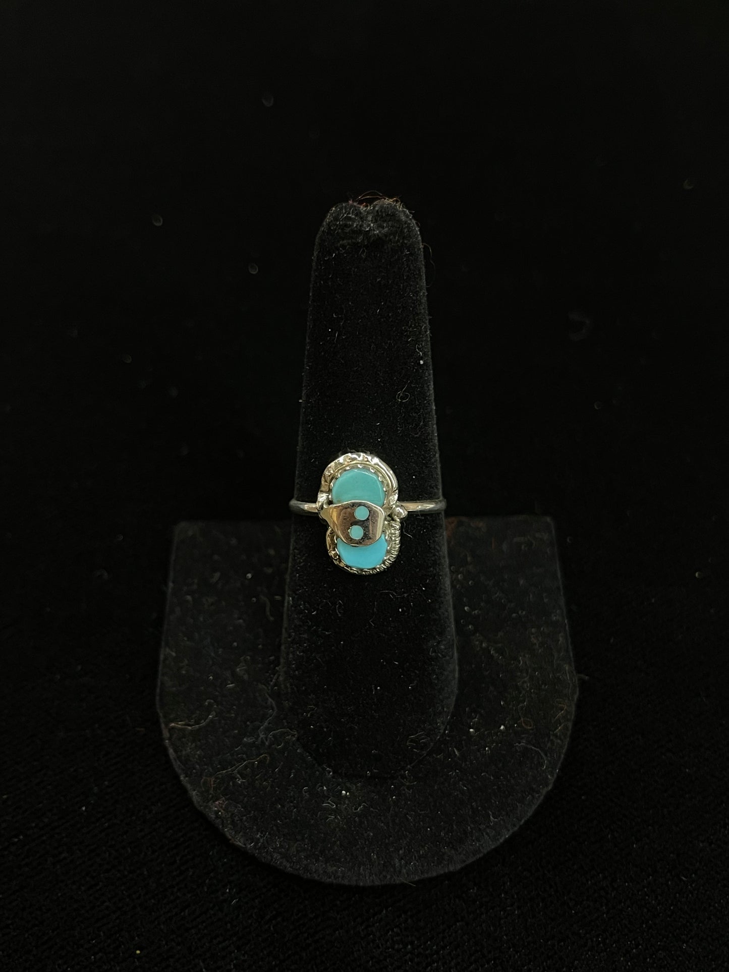 2 Stone Turquoise Ring by Joy Calavaza, Zuni
