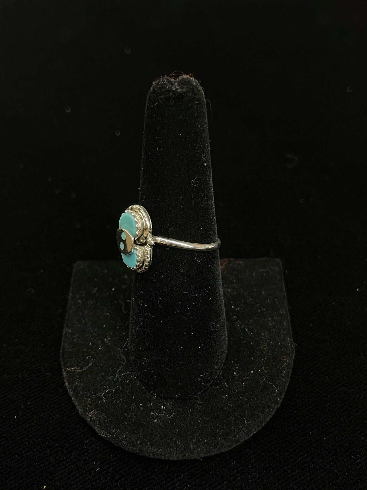 2 Stone Turquoise Ring by Joy Calavaza, Zuni