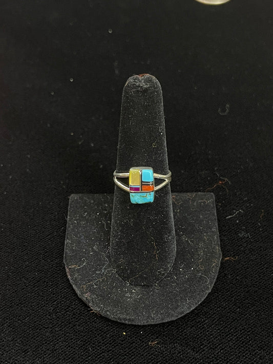 7.5 Multi Stone Inlay Ring by Bob and Mary Lincoln, Navajo