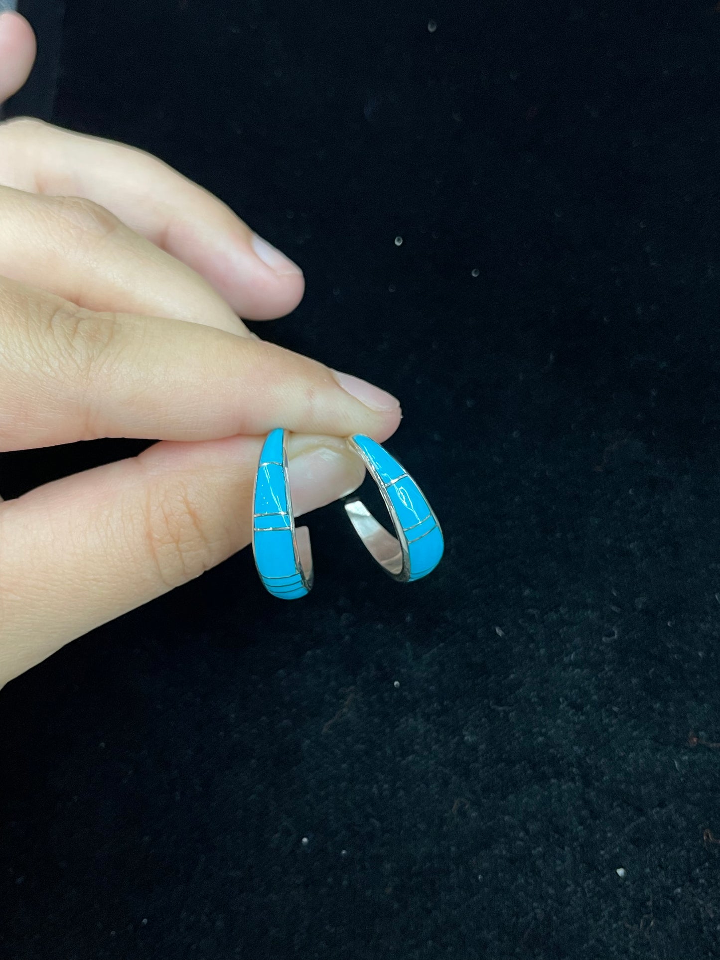 Turquoise Hoop Earrings by Kerrie Peina, Zuni