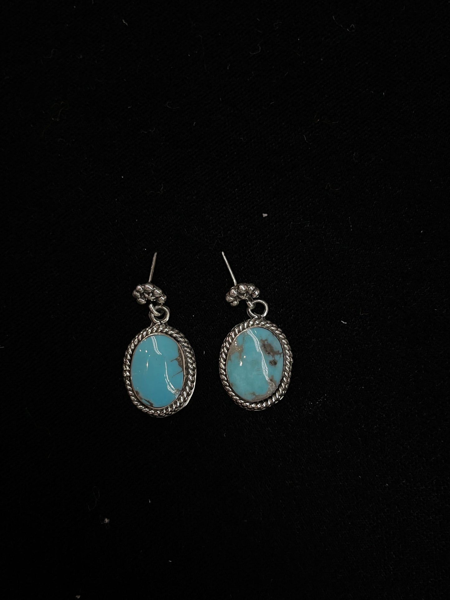 Turquoise Post Dangle Earrings by Sheena Jack, Navajo