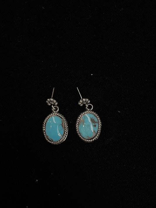 Turquoise Post Dangle Earrings by Sheena Jack, Navajo