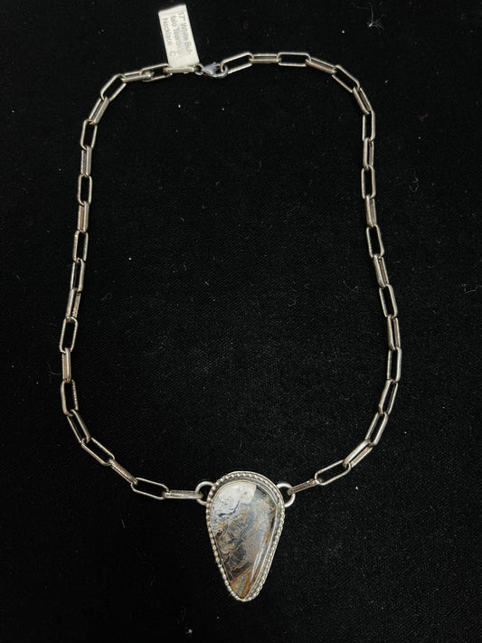 17" White Buffalo Teardrop Necklace