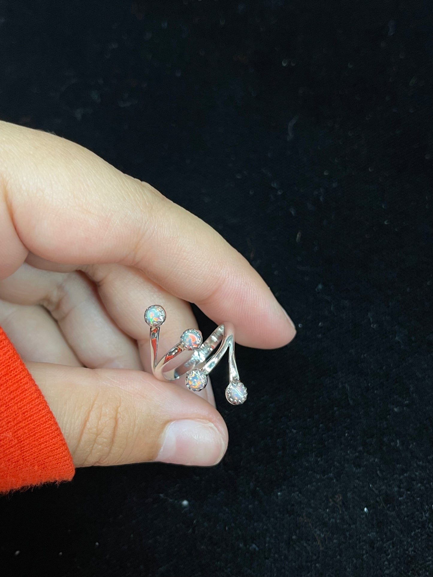 Adjustable Ring with Opal Stones by Harris Largo, Navajo