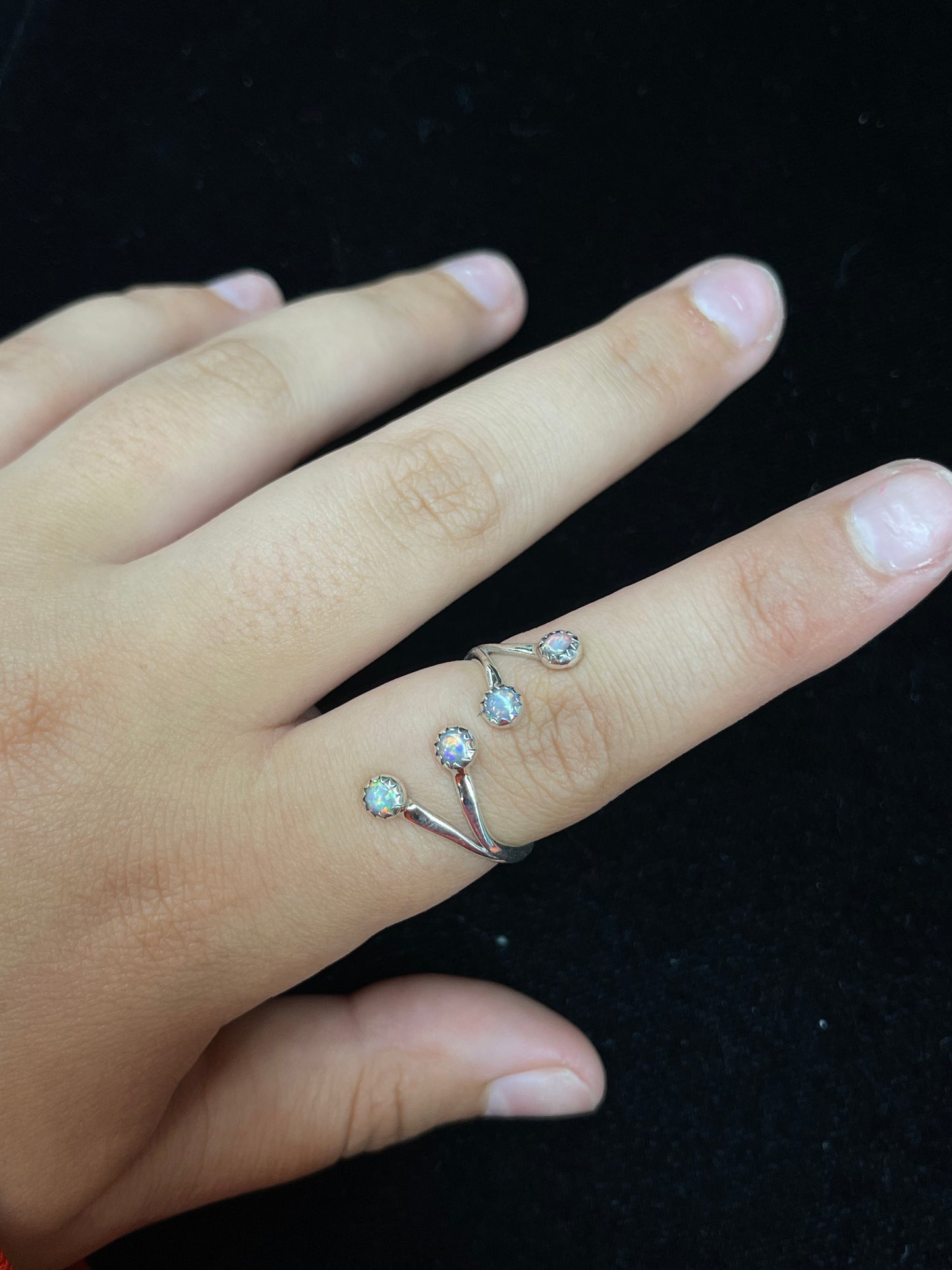 Adjustable Ring with Opal Stones by Harris Largo, Navajo