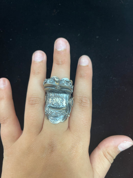 8.0 Saddle Ring by Tim Yazzie, Navajo