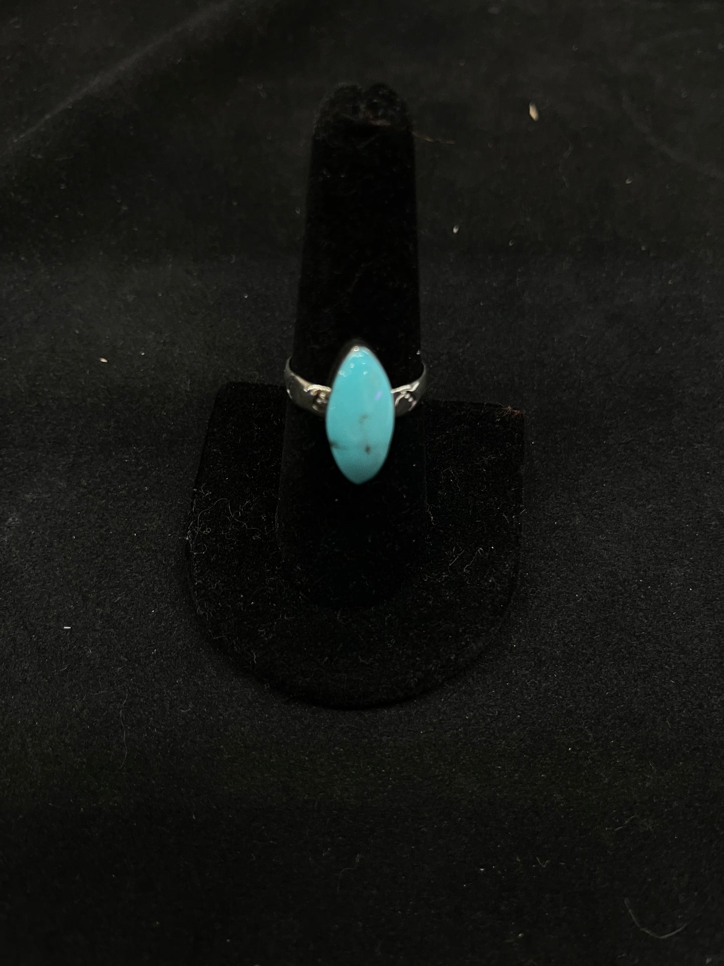 Turquoise Stamped Ring by Arlene Lewis, Navajo