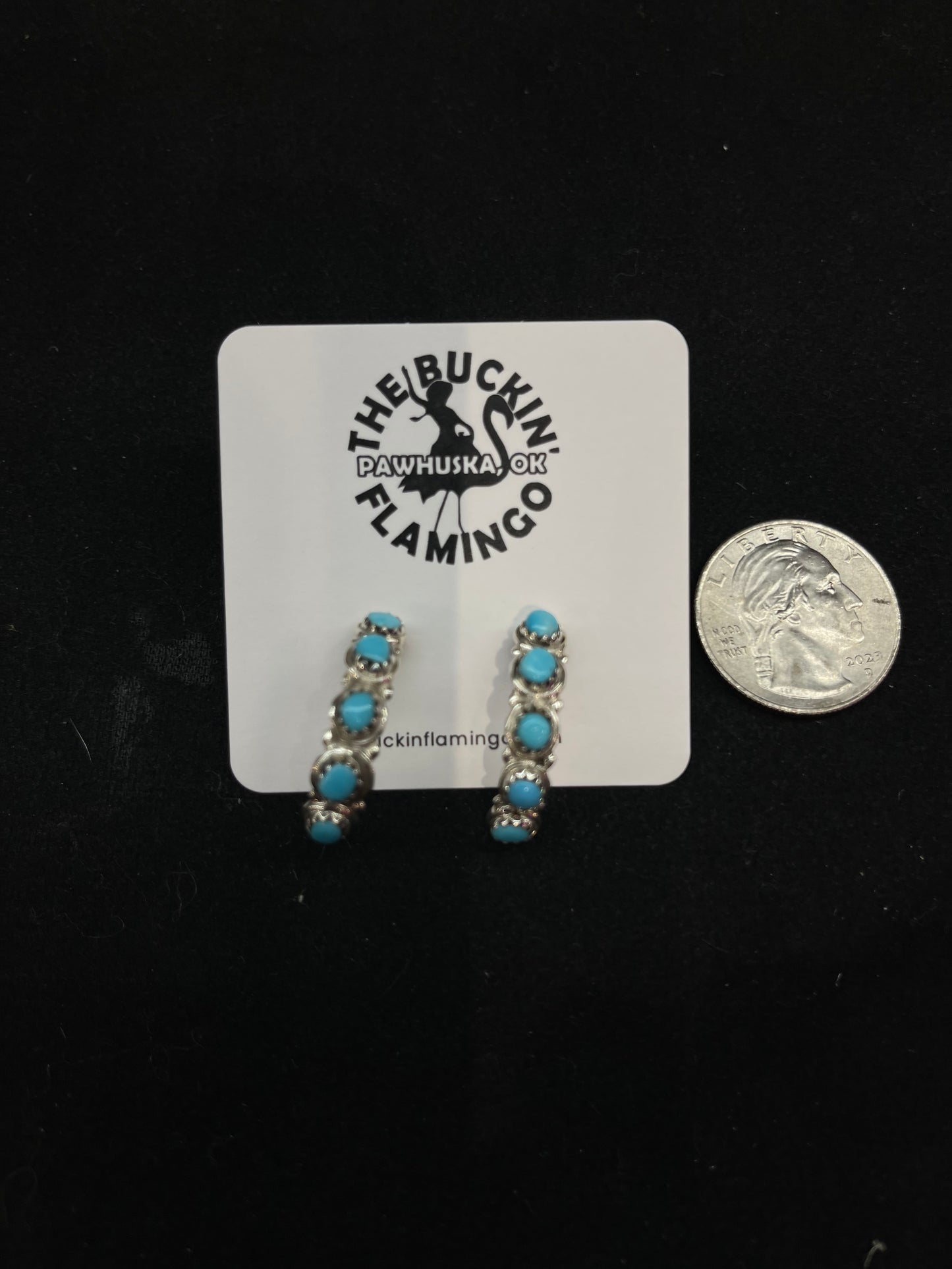 Turquoise Hoop Earrings by Vivianita Booqua, Zuni