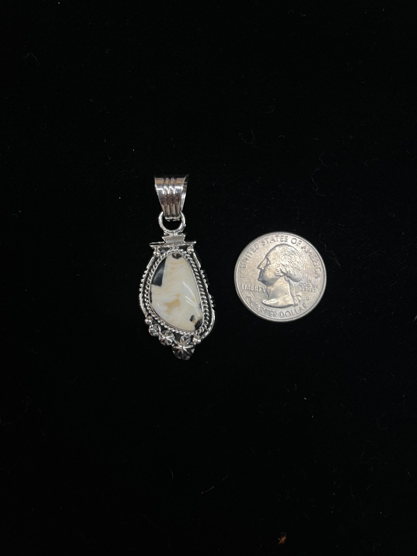 White Buffalo Pendant with a 7mm Bale by Daniel Benally, Navajo