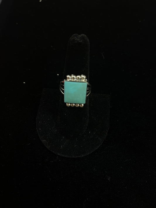 Turquoise Square Ring by jimmy Garcia, Navajo