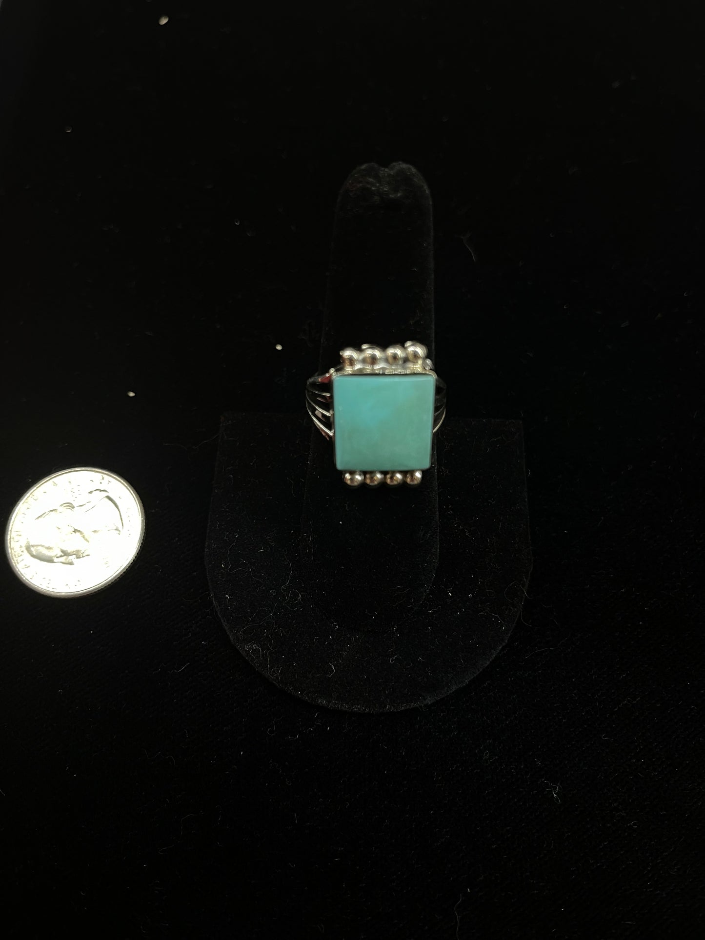 Turquoise Square Ring by jimmy Garcia, Navajo