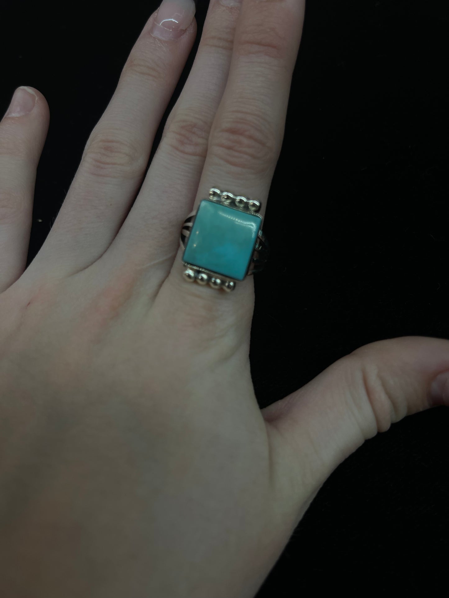 Turquoise Square Ring by jimmy Garcia, Navajo