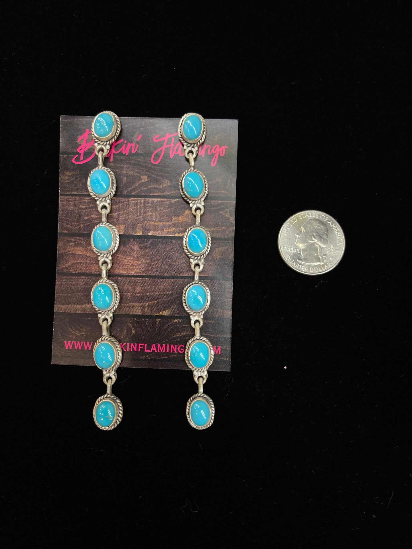 4" Sleeping Beauty Turquoise Post Dangle Earrings