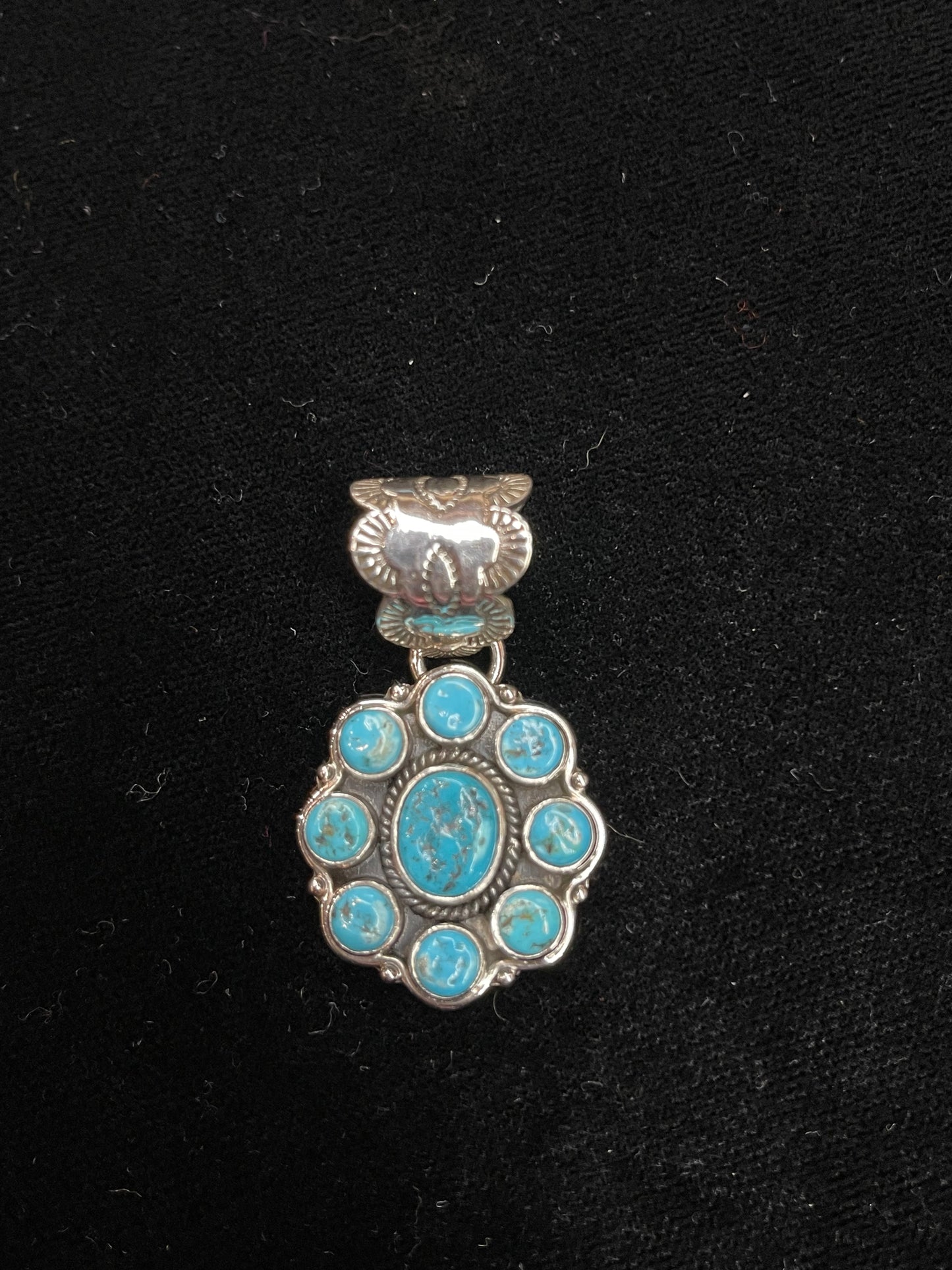 Turquoise Cluster Pendant with 10mm Bale