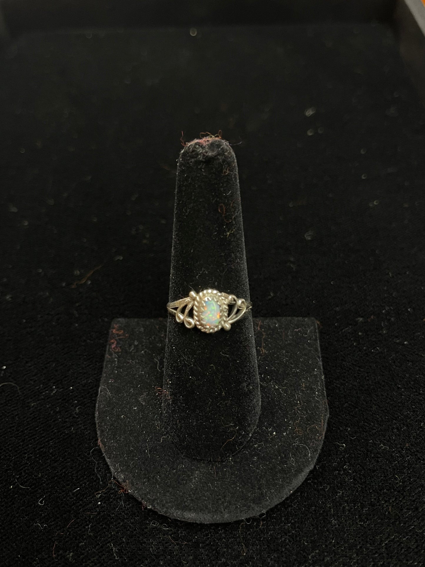 White Opal Ring by Letricio Largo, Navajo