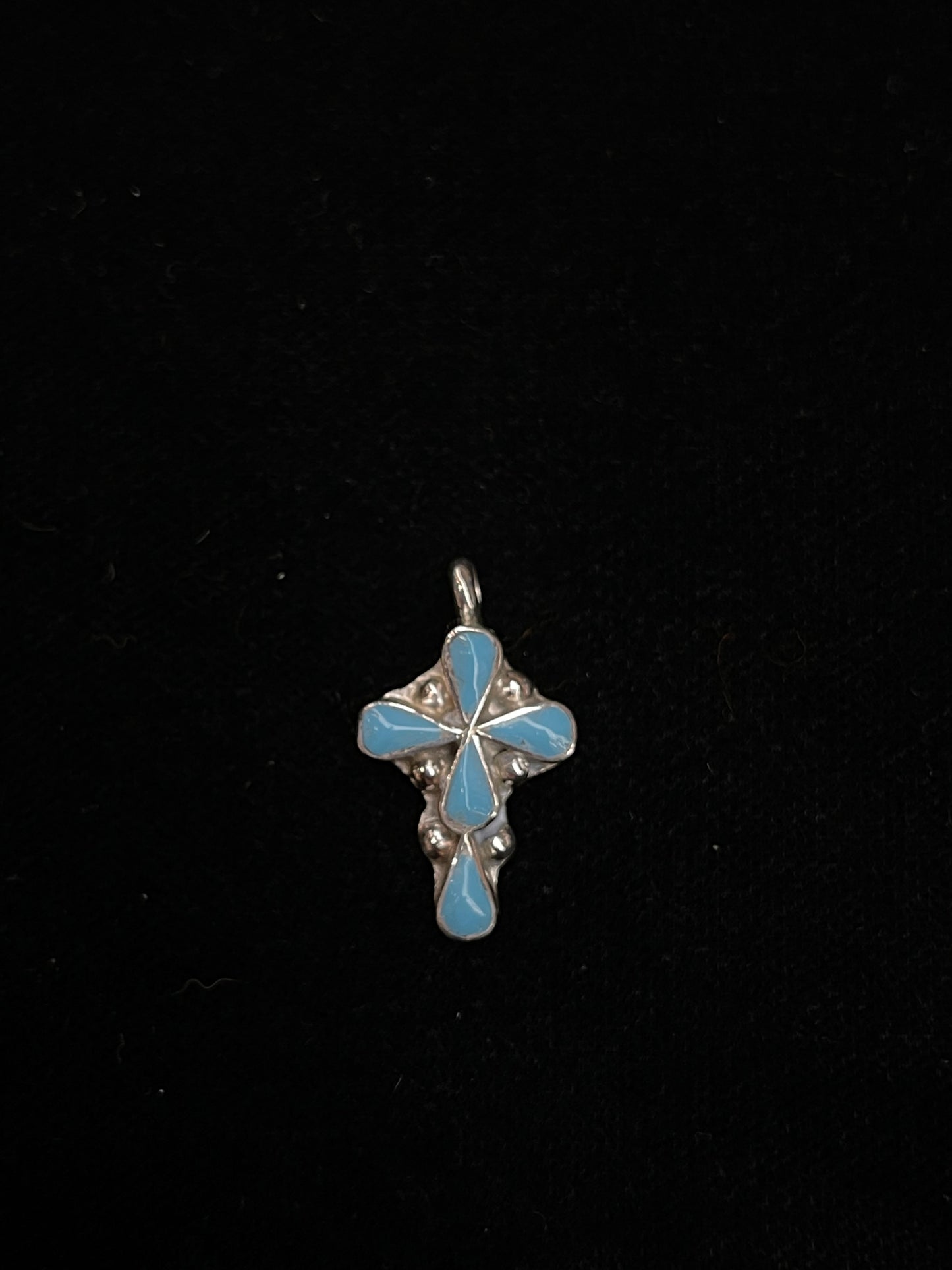 Turquoise Cross Pendant by Pino Yunie, Zuni