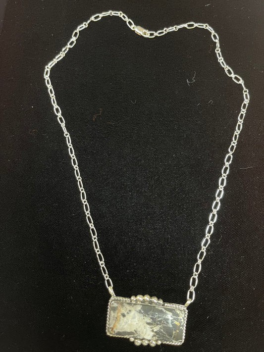 18" White Buffalo Necklace by Gilbert Smith, Navajo