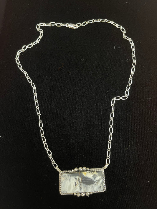 18" White Buffalo Necklace by Gilbert Smith, Navajo